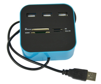 Разветвитель USB на 3 порта + картридер (Все в одном) черный Rexant