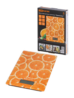 Весы электронные кухонные "Апельсины", стекло, деление 1 г, макс. 5 кг, TDM